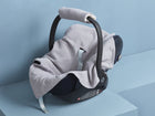 Babydecke für Babyschale Sommer aus Musselin-Baumwolle – grau mit Punkte-Motiv, Anwendung