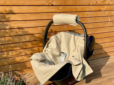 Babydecke für Babyschale Sommer aus Leinen – Leinen Natur Braun, Anwendung