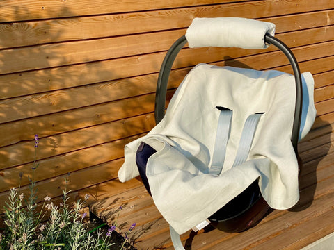 Babydecke für Babyschale Sommer aus Leinen – Leinen leicht grünes Weiß, Anwendung