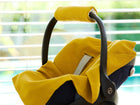Babydecke für Babyschale Sommer aus Doppelkrepp – gelb mustard, Anwendung