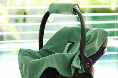 Babydecke für Babyschale Sommer aus Doppelkrepp – grün jade, Anwendung