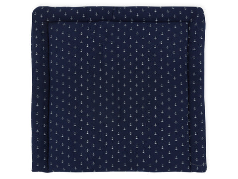 Musselin dunkelblau Anker – Wickelauflage Musselin – Dunkelblau Anker, Vorderseite