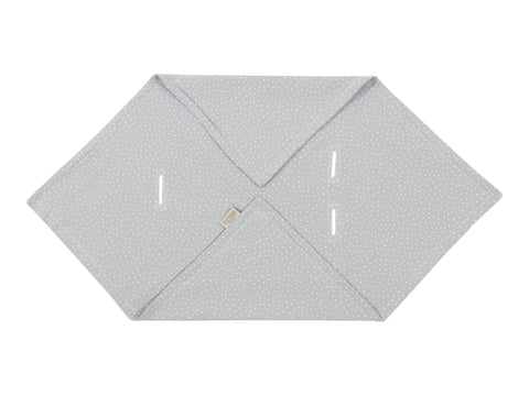 Babydecke für Babyschale Sommer aus weiß bedrucktem Musselin – graues Punkte-Motiv, Produktansicht