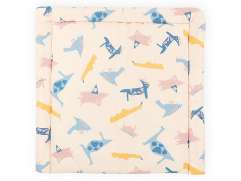 Musselin Zoe´s Dinosaurier auf Beige – Wickelauflage Musselin – Zoe´s Dinosaurier auf Beige, Vorderseite