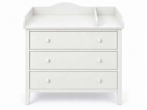 Aankleedopzet voor commode voor GULLABERG-commode met 3 laden – XXL, wit, met vakverdeler – aankleedoppervlak 78 × 78 cm