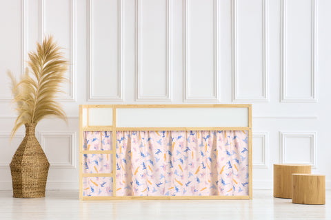 Hochbettvorhänge Set 2+1 Musselin Zoe's Dinosaurier auf Beige passend für Kura Bett