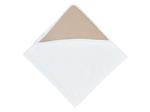 Handdoekmousseline met capuchon beige