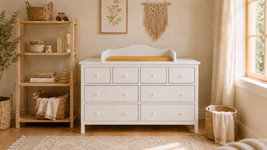 Aankleedopzet voor commode voor GULLABERG-commode met 8 laden – wit, met afdekpanelen – aankleedoppervlak 78 × 78 cm