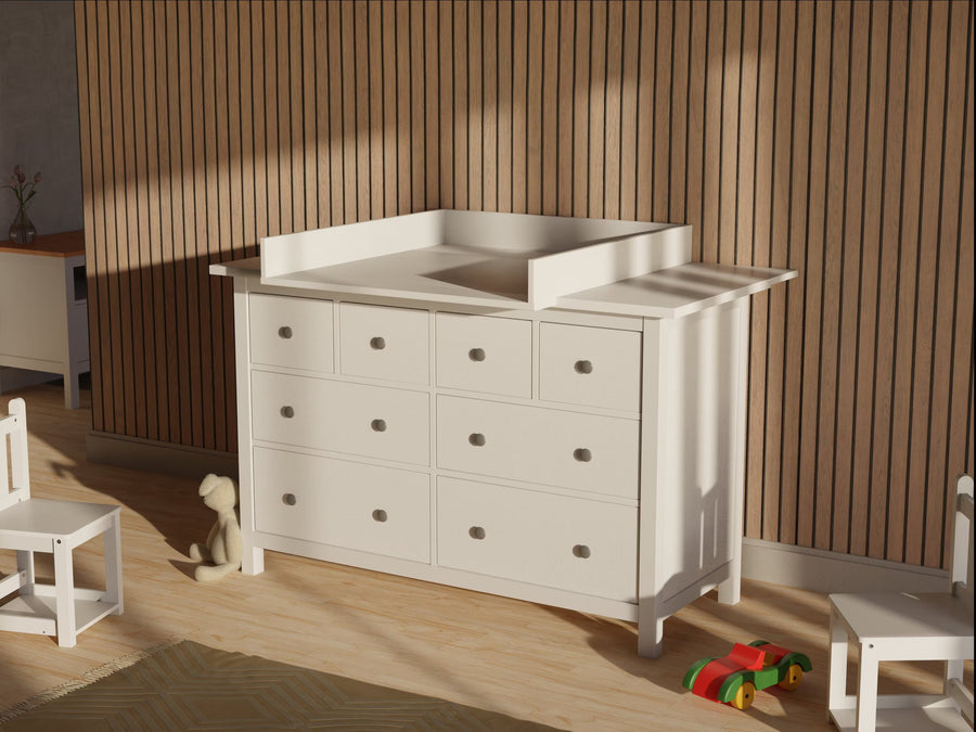 Aankleedopzet voor commode voor HEMNES-commode met 8 laden – recht, met frontpaneel – aankleedoppervlak 78 × 78 cm