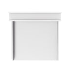 Der KraftKids Wickelaufsatz weiß ist ein weißer, rechteckiger Wickelaufsatz für Waschmaschinen oder Trockner mit erhöhter Rückwand und rückseitigem Stauraum, in der Vorderansicht auf weißem Grund.