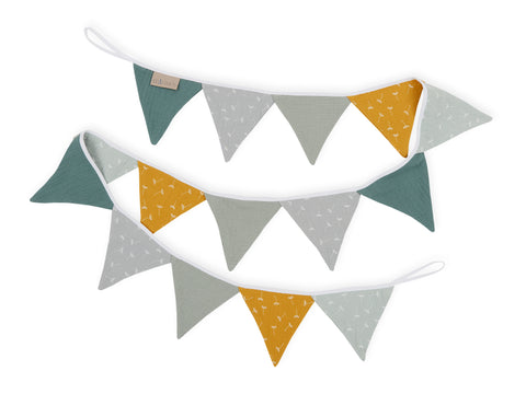 Bunting paardebloemen op geel en grijs