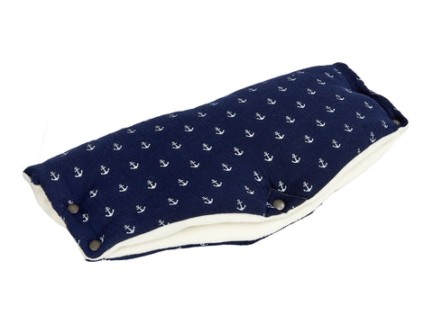 Kinderwagenhoes mousseline donkerblauw anker