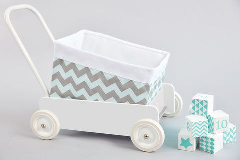 Mand effen witte chevron lichtgrijs en mint