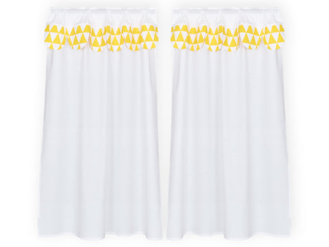 Hochbettvorhänge Uniweiss gelbe Dreiecke