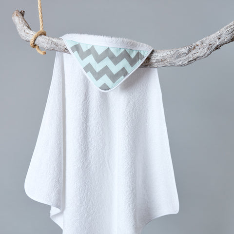 Handdoek met capuchon chevron lichtgrijs en mint