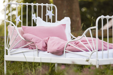 Beddengoedset mousseline roze