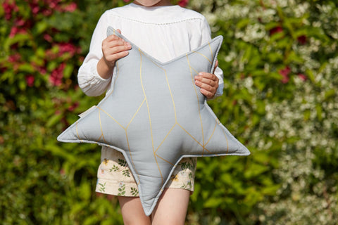 Sternkissen goldene Linien auf Grau