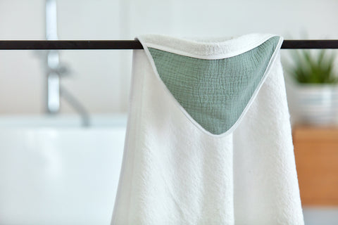 Mousseline handdoek met capuchon mint