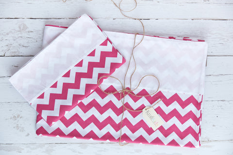 Bedlinnenset Uniweiss Chevron magenta