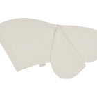 Eine beigefarbene Baby-Wickeldecke mit zwei abgerundeten Laschen und einem Hauptteil, flach auf weiß, passt perfekt zum KraftKids Stillkissenbezug Leinen Natur Braun für ultimativen Stillkomfort.